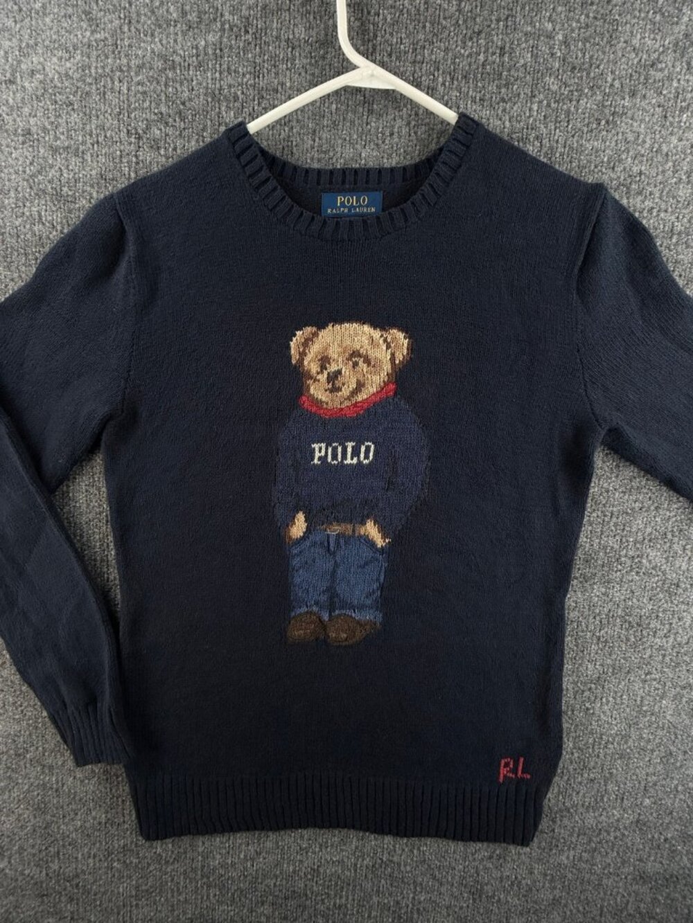 Polo Ralph Lauren Bear Crew Neck Pullover All Cotton XL 18-20 Blue Casual Boys